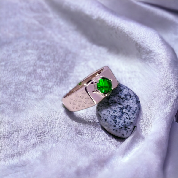 Green Stone Studded Ring For Men