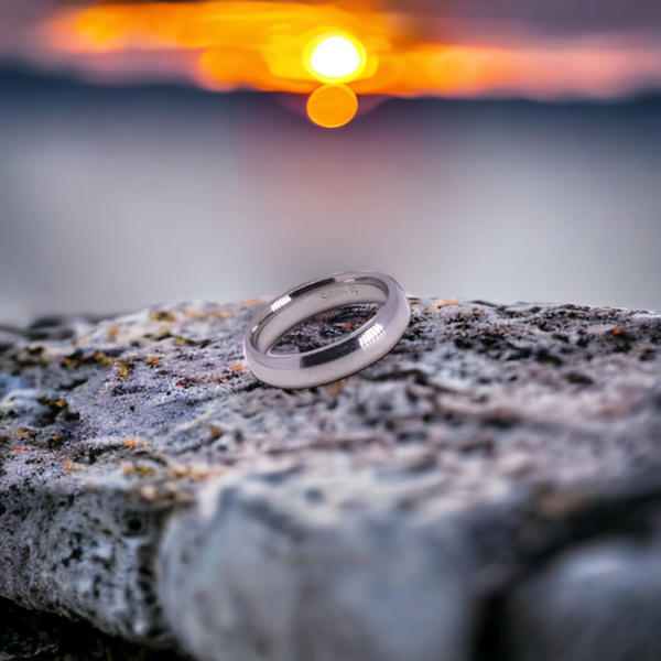 Silver Men Solid Round Ring