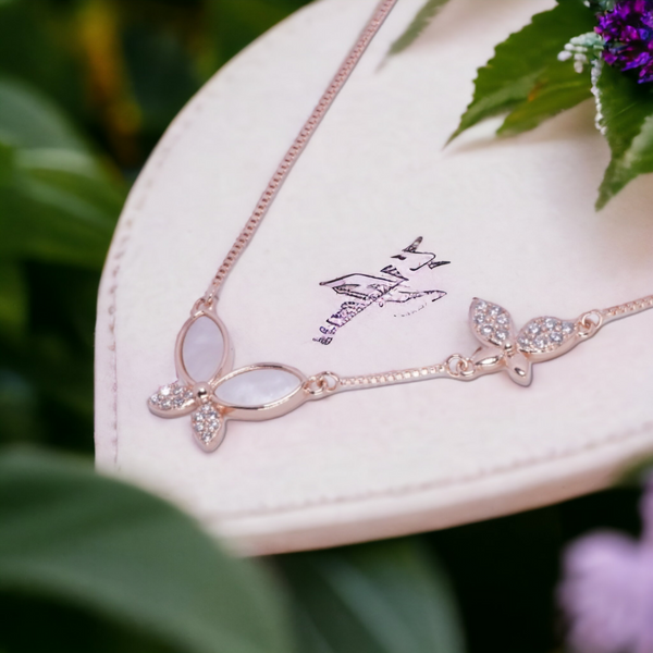 Rose Gold Double Butterfly Chain Necklace