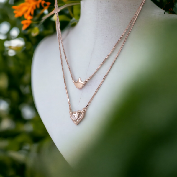 Rose Gold Twin Chain With Locket