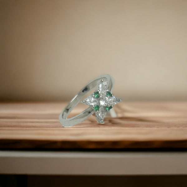 Green And Zircon Ring