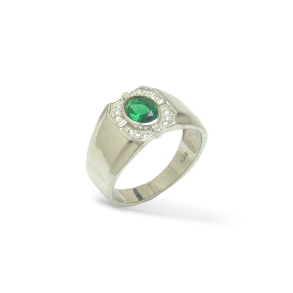 Green Stone Studded Ring For Men